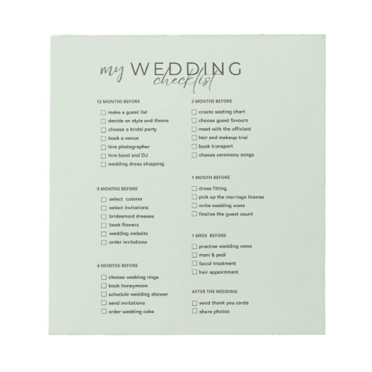 Bruiloft Checklist Notitieblok (Voorkant)