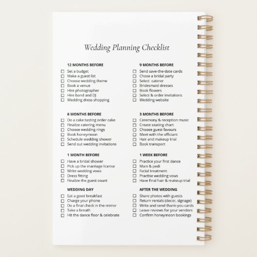 Bruiloft Checklist Planner (Achterkant)