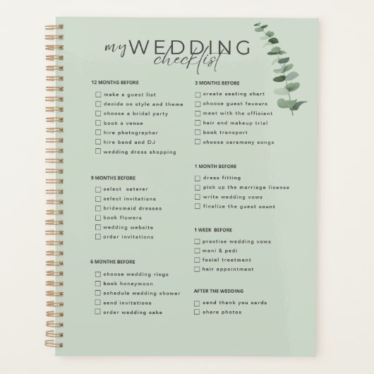 Bruiloft Checklist Planner (Voorkant)