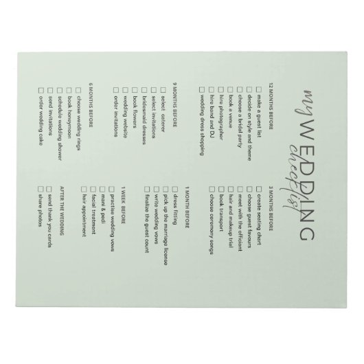 Bruiloft Checklist Planner Notitieblok (Voorkant)