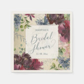 Bruiloft Chic Marsala Bloem Waterverf Goud Servet (Voorkant)