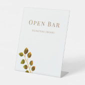 Bruiloft Chic Monogram Open Bar Reclamebord Met Voetstuk (Voorkant)