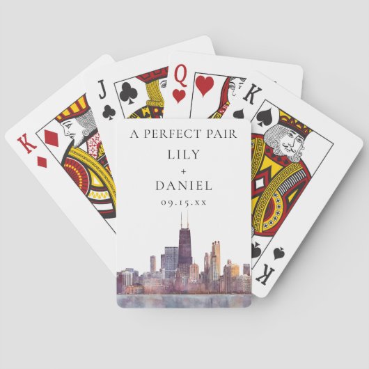Bruiloft Chicago Perfect Paar Favor Pokerkaarten (Achterkant)