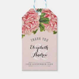 BRUILOFT chique blush roze bloemenpioen bloem Cadeaulabel