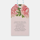 BRUILOFT chique blush roze bloemenpioen bloem Cadeaulabel (Achterkant)