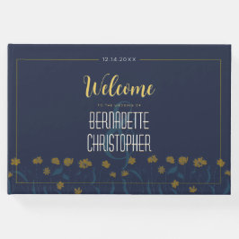 Bruiloft Chique Modern Elegant Eenvoudig Blauw Gee Gastenboek