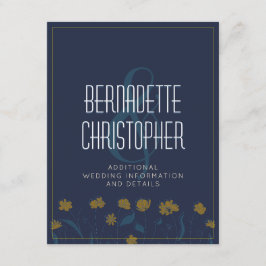Bruiloft Chique Modern Elegant Eenvoudig Blauw Gee Informatiekaartje