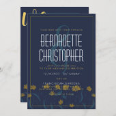 Bruiloft Chique Modern Elegant Eenvoudig Blauw Gee Kaart (Voorkant / Achterkant)