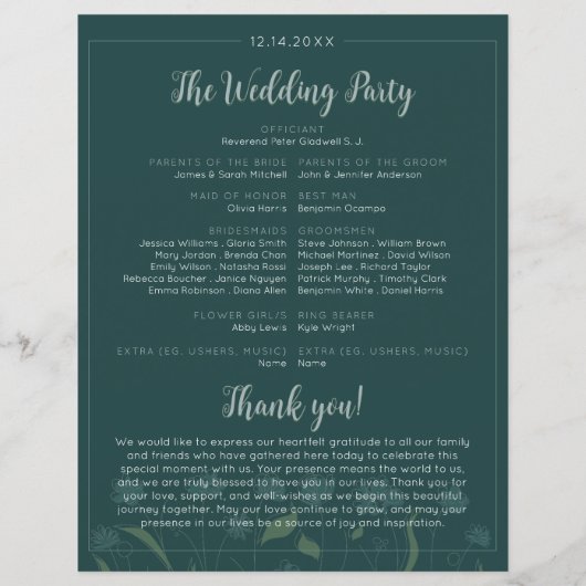 Bruiloft Chique Modern Elegant Eenvoudig Groen Sma (Achterkant)