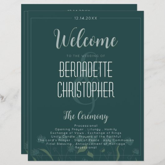 Bruiloft Chique Modern Elegant Eenvoudig Groen Sma (Voorkant / Achterkant)