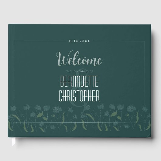 Bruiloft Chique Modern Elegant Eenvoudig Groen Sma Gastenboek (Voorkant)