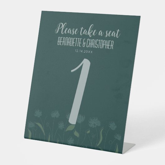 Bruiloft Chique Modern Elegant Eenvoudig Groen Sma Reclamebord Met Voetstuk (Voorkant)