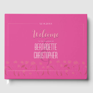 Bruiloft Chique Modern Elegant Eenvoudig Roze Gastenboek