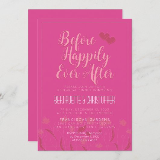 Bruiloft Chique Modern Elegant Eenvoudig Roze Kaart (Voorkant / Achterkant)