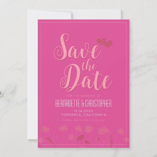 Bruiloft Chique Modern Elegant Eenvoudig Roze Save The Date (Voorkant)