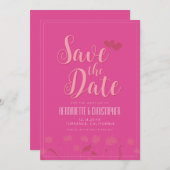 Bruiloft Chique Modern Elegant Eenvoudig Roze Save The Date (Voorkant / Achterkant)