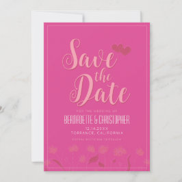 Bruiloft Chique Modern Elegant Eenvoudig Roze Save The Date