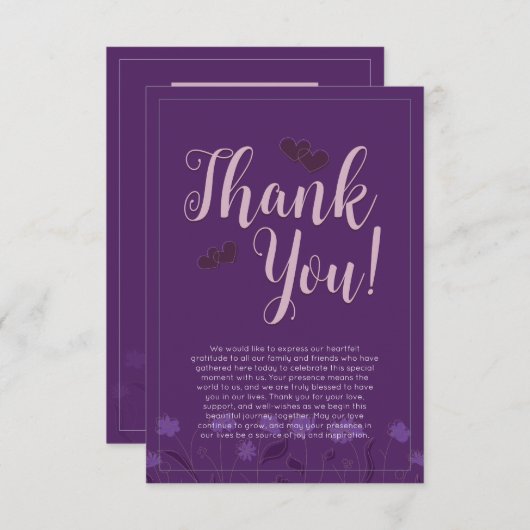 Bruiloft Chique Modern Elegant Eenvoudige Lavendel Bedankkaart (Voorkant / Achterkant)