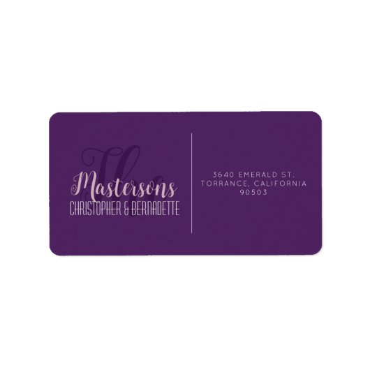 Bruiloft Chique Modern Elegant Eenvoudige Lavendel Etiket (Voorkant)