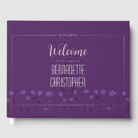 Bruiloft Chique Modern Elegant Eenvoudige Lavendel Gastenboek (Voorkant)