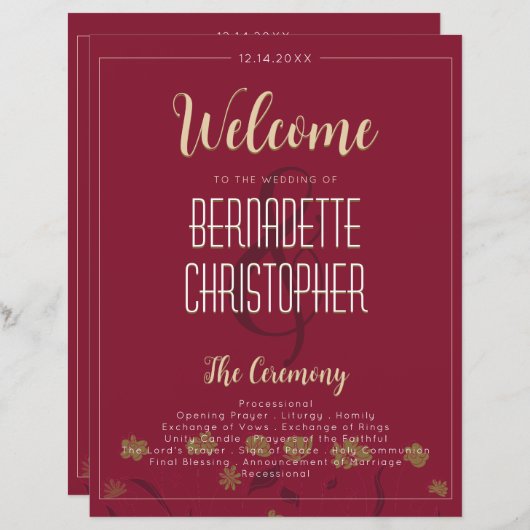 Bruiloft Chique Modern Elegant Eenvoudige Rode Wij (Voorkant / Achterkant)