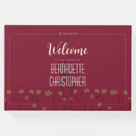 Bruiloft Chique Modern Elegant Eenvoudige Rode Wij Gastenboek