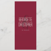 Bruiloft Chique Modern Elegant Eenvoudige Rode Wij Menu (Achterkant)