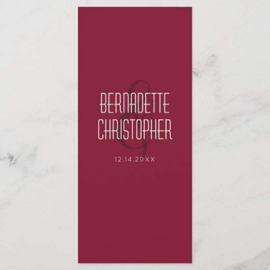 Bruiloft Chique Modern Elegant Eenvoudige Rode Wij Menu (Achterkant)