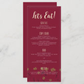 Bruiloft Chique Modern Elegant Eenvoudige Rode Wij Menu (Voorkant / Achterkant)