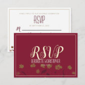 Bruiloft Chique Modern Elegant Eenvoudige Rode Wij RSVP Kaartje (Voorkant / Achterkant)