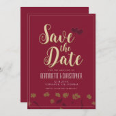 Bruiloft Chique Modern Elegant Eenvoudige Rode Wij Save The Date (Voorkant / Achterkant)