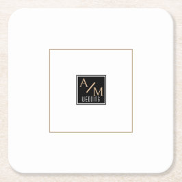 Bruiloft Chique Monogram Kartonnen Onderzetters