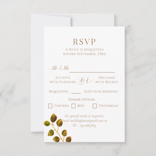 Bruiloft Chique Monogram RSVP Kaartje (Voorkant)