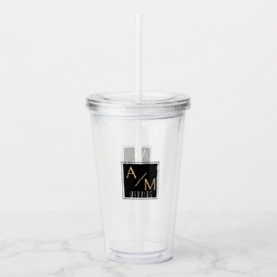 Bruiloft Chique Monogram Wit Acryl Drinkbeker