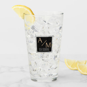 Bruiloft Chique Monogram Wit Glas