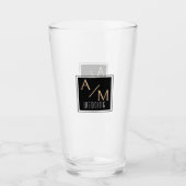 Bruiloft Chique Monogram Wit Glas (Voorkant)