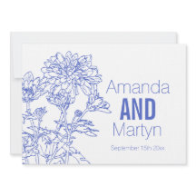 Bruiloft chrysant blauwe bruiloft uitnodiging