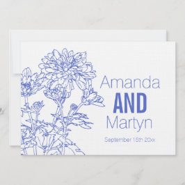 Bruiloft chrysant blauwe bruiloft uitnodiging