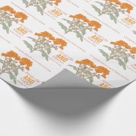 Bruiloft chrysant oranje naam date wrap cadeaupapier