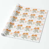Bruiloft chrysant oranje naam date wrap cadeaupapier (Uitgerold)