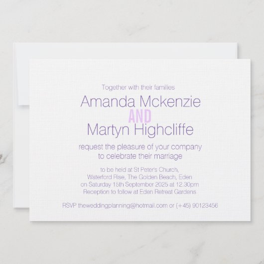 Bruiloft chrysant paarse bruiloft uitnodiging (Achterkant)