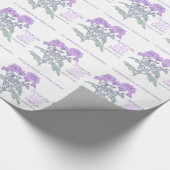 Bruiloft chrysant paarse naam datum wrap cadeaupapier (Hoek)