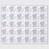 Bruiloft chrysant paarse naam datum wrap cadeaupapier (Vlak)