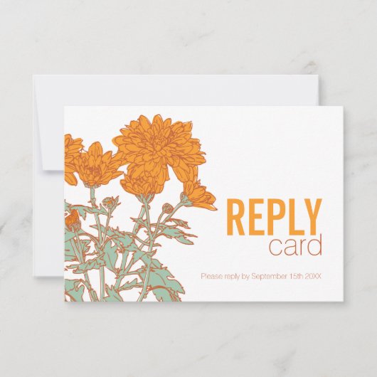 Bruiloft chrysant sinaasappel bruiloft RSVP QR cod (Voorkant)