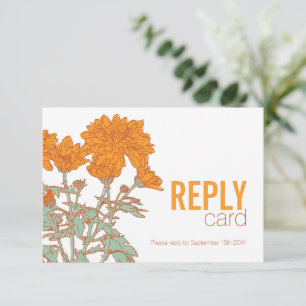 Bruiloft chrysant sinaasappel bruiloft RSVP QR cod Kaartje