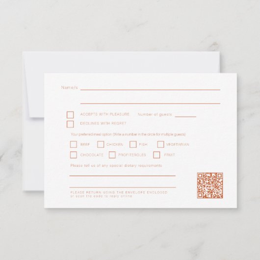 Bruiloft chrysant sinaasappel bruiloft RSVP QR cod Kaartje (Achterkant)