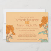 Bruiloft chrysant sinaasappel herfst bruiloft uitn kaart (Achterkant)