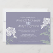 Bruiloft chrysant witte bloem op grijze bruiloft kaart (Achterkant)