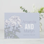 Bruiloft chrysant witte bloem op grijze bruiloft kaart (Staand voorkant)