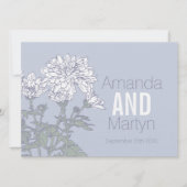 Bruiloft chrysant witte bloem op grijze bruiloft kaart (Voorkant)